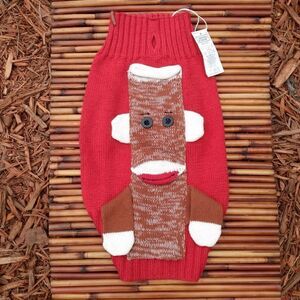 NWT TANNER & DASH "Sock Monkey" Red Dog Sweater Style 207 Size 16 (40.5)